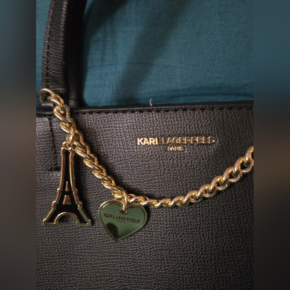 Karl Lagerfeld Black Bag with Logo Strap And Mini Coin Pouch - Picture 3 of 7